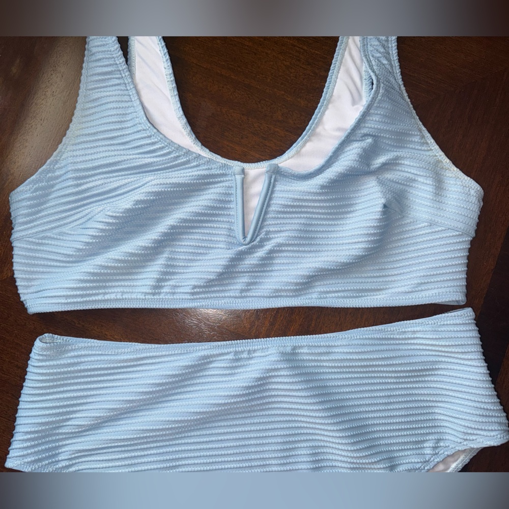 Baby Blue Ribbed Bikini Set - Picture 2 of 9
